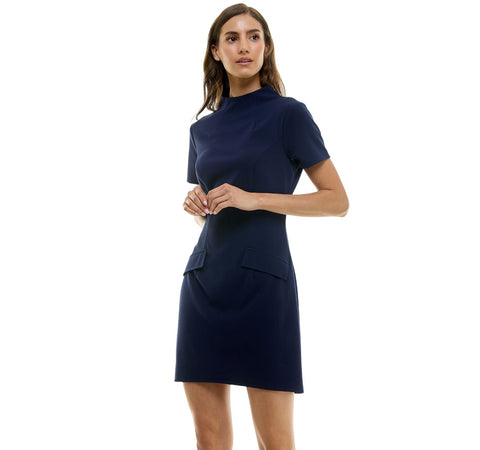 B. Darlin Juniors Short Sleeve Mockneck Mini Dress 45UAP84 Navy Blue 0