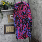 Tahari ASL Womens Printed Faux-Wrap Dress DEM643-T4 Black Cobalt 10