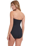 Gottex Womens Standard Onyx Bandeau One Piece Swimsuit OO070R Black Gold 8