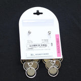 Bijoux Bar Ring Glitter Disc Layered Dangly Earrings Silver Gray / Purple 3"