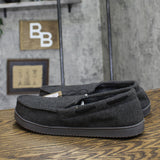 Dluxe By Dearfoams Mens Herringbone Moc Slippers 91309688 Black L (11-12)