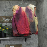 DKNY Womens Rumpled Abstract-Print Blouse Woven June Brush Stroke Red Multi XL