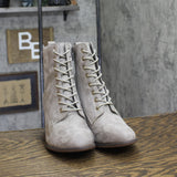 Journee Collection Lace Up Block Heel Faux Suede Combat Boots BAYLOR Gray 9M