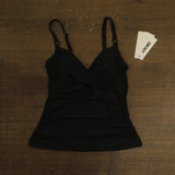 DKNY Womens O-Ring-Trim Crossover Ruched Tankini Top Swim DIMKS208 Black S