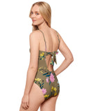Salt + Cove Juniors Floral-Print One-Piece Swimsuit 806995 Sage Green XL