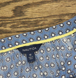 Nautica Womens Woven Wood Block Split-Neck Top 25W500 Bright White / Blue M