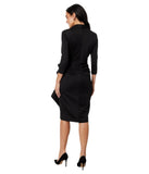 Xscape Womens Short Scuba Collar Side Ruffle Ruched Midi Dress 5636X Black 16
