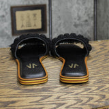 Silvia Cobos Women's Candy Fringe Flat Sandals Shoes VDL-221-CND Black 9M