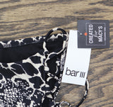 Bar III Womens Printed High-Waisted Lace Up Swim Bikini Bottoms Black Multi S