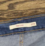 Levi's 726 High Rise Flare Womens Jeans Button Fly Take a Walk Blue 22W