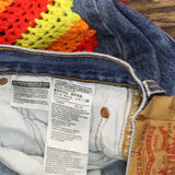 Levi's Womens Upcycle 501 Baggy Straight Leg Crochet Jeans Blue See Measurements