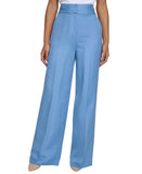 Calvin Klein Womens Linen-Blend Wide-Leg Pants S43PA994 Bayour Blue 16