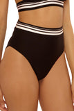 Trina Turk Womens Bougainvillea Reversible High-Waist Swim Bottom Black Multi 6