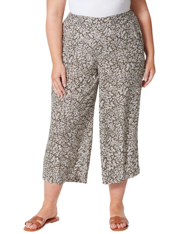 Jessica Simpson Plus Size Imogen Wide-Leg Soft Pants Daisy Meadow Green 1X