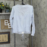 H&M LOGG Womens Long Sleeve Crochet Trim Blouse Shirt Top Blue Multi 6