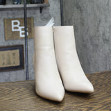 Madden Girl Bonnie Block Heel Pointed Toe Booties BONN01J1 Ivory Off White 9.5