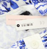 Aqua Tile Print Button Front Maxi Dress IDM11816 Blue / White S
