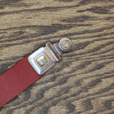 Chicos Womens Vintage Genuine Leather Ornate Buckle Belt Red M/L