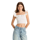 Wild Fable Womens Ruffle Sleeve Smocked Tank Top 94305736 White S