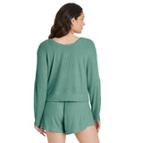 Auden Womens Cozy Ribbed Pullover Lounge Top 90605842 Green M