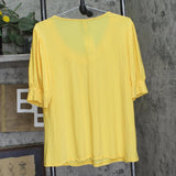 Ny Collection Neck Wide Cuff Jersey Knit Blouse Samoan Sun Yellow XL