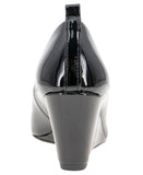 Kenneth Cole Reaction Womens Elinor Mid Wedge Pumps Peep Toe Black Patent 10M