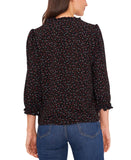 Cece Womens Printed Ruffle-Trim Top 7031110 Black Multi M