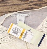 American Rag Woven Crochet Trim Bell Sleeve Blouse Shirt Top Egret Off White S