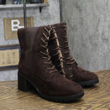 Journee Collection Womens Jenicca Lace-up Boots Faux Suede Lace Up Brown 8M