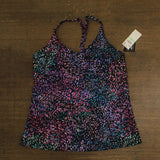 Island Escape Womens Printed Racerback Underwire Tankini Top Swim Black Multi 8