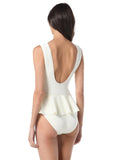 Vince Camuto High Neck Skirted One Piece Swimsuit V1T978 Ivory Off White 12
