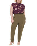 Calvin Klein Plus Mid Rise Slim Leg Straight Leg Pants X28PC533 Caper Green 18W