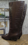 INC International Concepts Knee-High Boots with Kitten Heel Brown Croc 7.5M