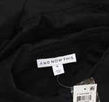 And Now This Womens Side Ties Button Up Shirt Poplin Ruched Dress Black XL