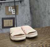 Easy Spirit Womens Amari Sporty Flat Sandal Slides Rainbow Confetti White 8M