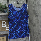 IMAN Printed Cheetah Pattern Knit Stretchy Tank Top Blue M