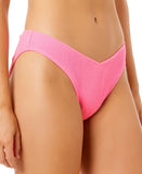 Salt + Cove Juniors Wavy V-Front Hipster Bottoms Swim Bright Rose Pink S