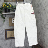 Woolrich X TGT Womens Mid-Rise Barrel Leg Cargo Denim Pants Cream Off White 0