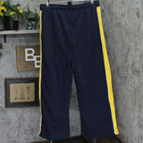 Bench Womens Elline Wide Leg Striped Jogger Pants Navy Blue / Gold Stripe XL