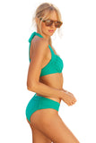 Becca Womens Shirred Underwire Bikini Top Swim 853557 Peacock Blue Green M