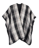 Style & Co. Womens Plaid to Solid Reversible Topper Cozy SC4642515 Black / Gray