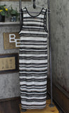 Miken Juniors Striped Low-Back Dress Swim Cover Up I9083K795 Black / White XL