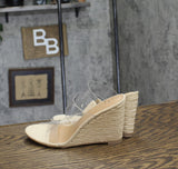 A New Day Womens Ansel Double Band Open Toe Wedge Heels 93320230 Tan Brown 7M