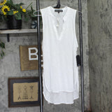 Almost Famous Juniors Sleeveless Utility Tunic Shirt top White L