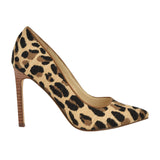 Nine West Tatiana Pump Closed Toe Heels Stiletto High Leopard Raffia Brown 6M