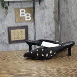 A New Day Womens Katia Heels Mule Satin Tear Drop Rhinestone 94663380 Black 7.5M