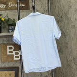 INC International Concepts Satin Short-Sleeve Pajama Set Pale Spring Blue S