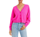 Aqua Womens Button Front Cashmere V-Neck Cardigan V10337 Neon Pink XL