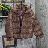 Wild Fable Bow Gingham Puffer Jacket 94658833 Brown Check 2XL