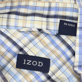 IZOD Mens Big Cotton Long Sleeve Button Up Shirt 1678e6272458e2 Blue Check 3X